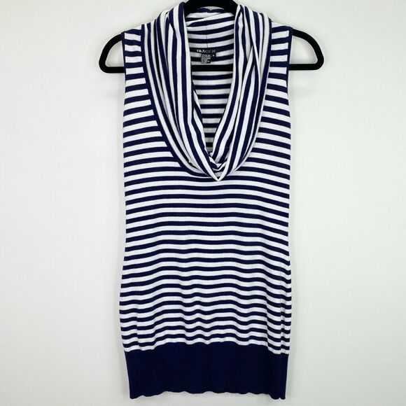 Tracy M Striped Cowl Neck Sleeveless Sweater Shirt Top Size Small S Womens - Picture 1 of 5
